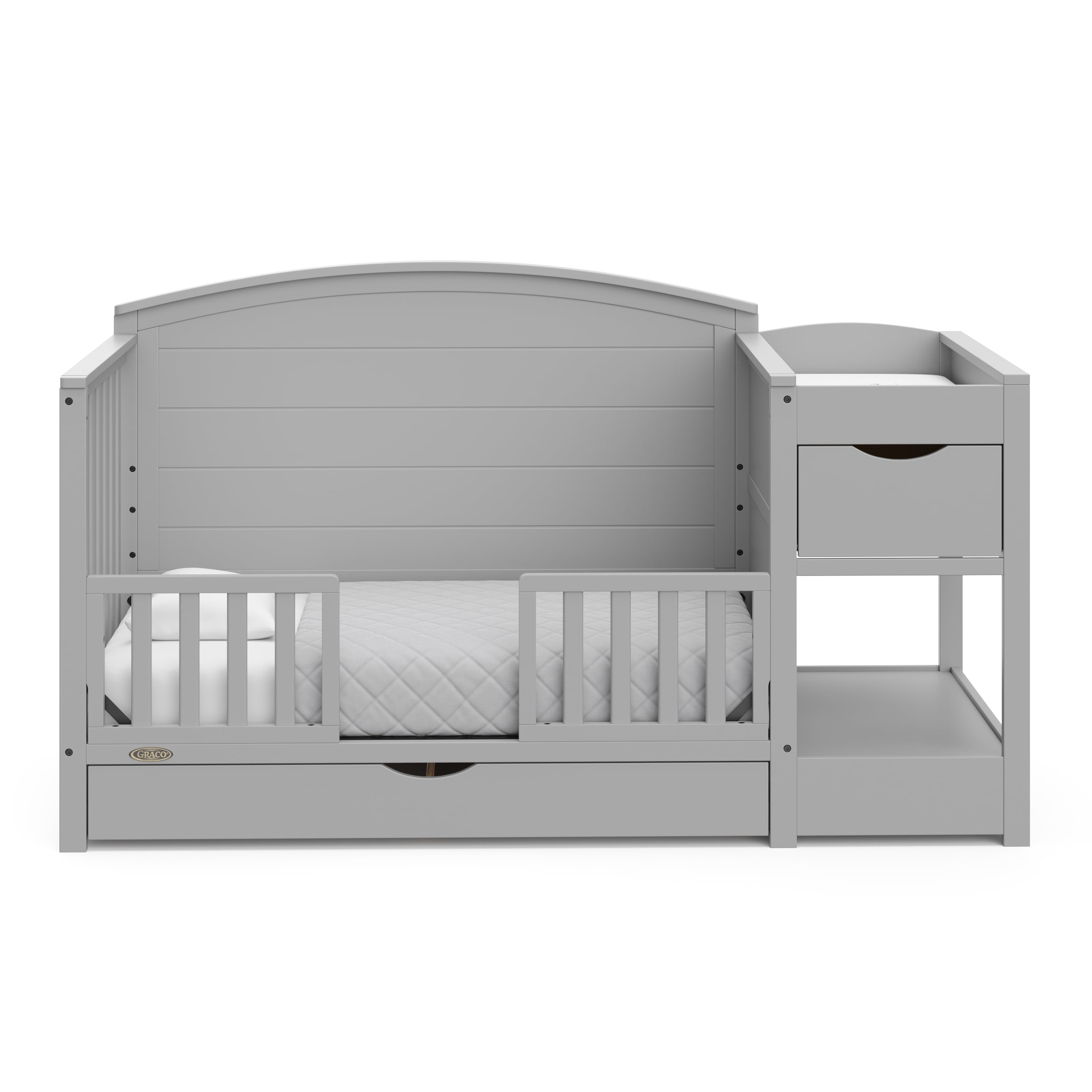 Graco Bellwood 5-in-1 Convertible Baby Crib and Changer with Drawer, Pebble Gray