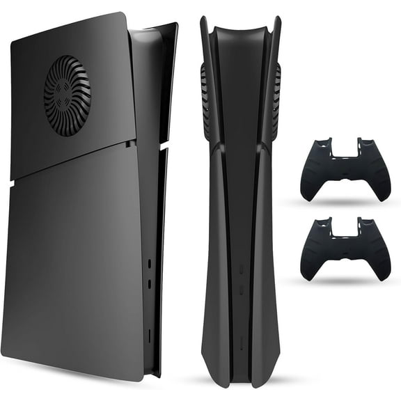 Uberwith Faceplate for PS5 Slim-Digital Edition, Cover Plate, ABS Shell, Printed Logo, Heat Dissipation, Matt Skin, with Extra 2 Silicone Controller Covers