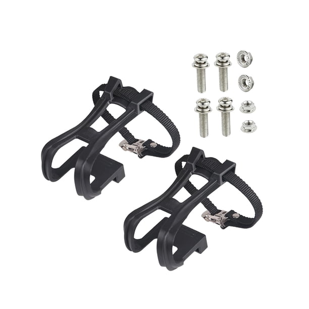 Correas para pedales de bicicleta, correas con clips para pedales, cinta fija universal con reposapiés con tornillos 2 correas