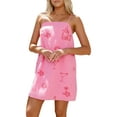 thumbnail image 1 of SUNSIOM Femmes Été Sans Manches Mini Robe Spaghetti Bretelles Dos Nu Graphique Imprimer une Ligne Robe Plage Robe de Soleil, 1 of 8