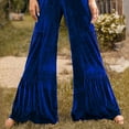 thumbnail image 5 of GNFQXSS Women's High Waisted Tiered Wide Leg Velvet Pants Flowy Dressy Trousers for Party Evening & Special Blue XL, 5 of 8