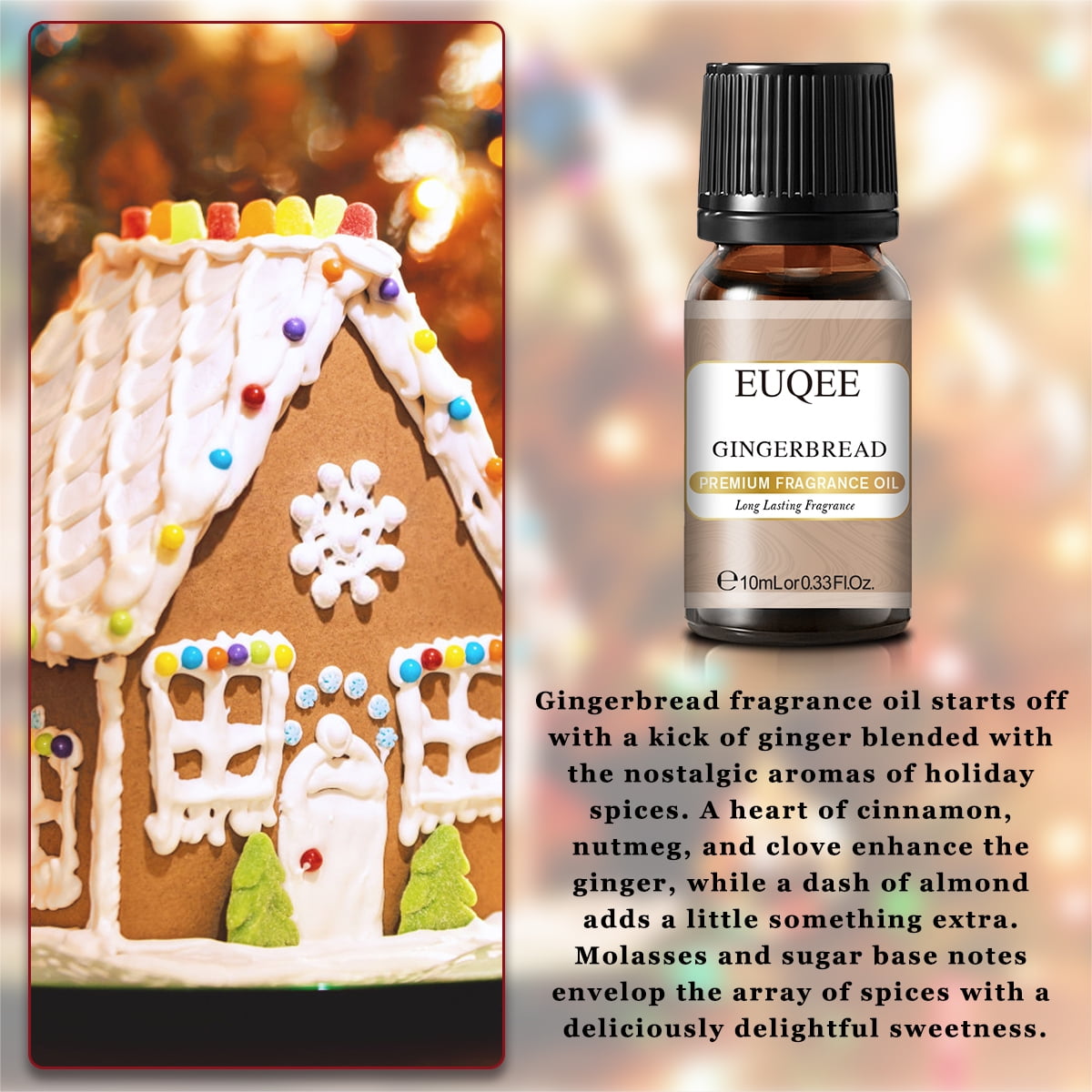 EUQEE Holiday Cheer Premium Fragrance Oils Set of 6 - Forest Pine,  Christmas Wreath, Brown Sugar, Harvest Spice, Gingerbread, Pumpkin Pie -  Scented