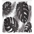 thumbnail image 3 of Hawaiian Shower Curtain, Exotic Composition of Monstera and Palm Leaves on a Plain Background, Fabric Bathroom Set with Hooks, 69W X 84L Inches Extra Long, Dark Taupe Grey White, by Ambesonne, 3 of 3