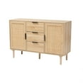 thumbnail image 1 of Baxton Studio Harrison Buffet Moderne Mi-Siècle en Bois Brun Naturel et Rotin Naturel à 3 Tiroirs, 1 of 5