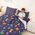 thumbnail image 3 of Erosebridal Colorful Kids Dinosaur Queen Sheet Sets,Ancient Animal Outer Space Theme Bed Set For Boys Teens 4-Piece, 3 of 6