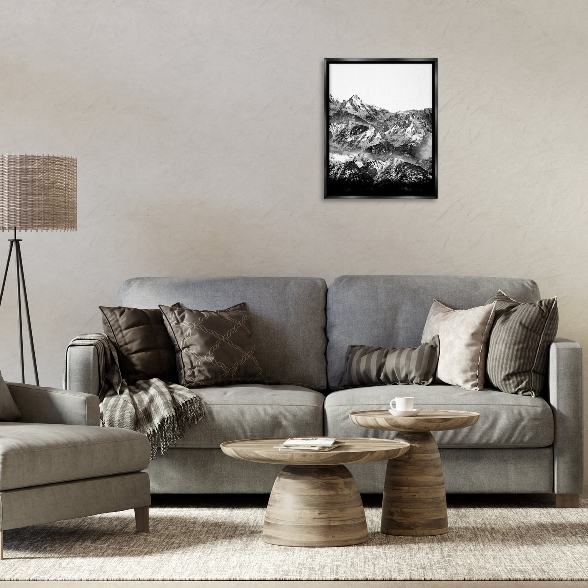 Stupell Industries Jutting Mountain Peaks Landscape & Nature Photography Black Floater Framed Canvas Art Print Wall Art, 17 x 21