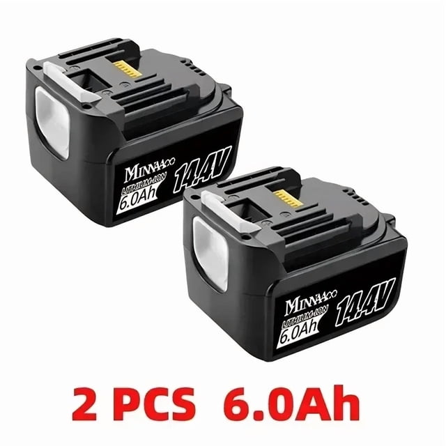 2 Pzas 14.4V 6.0Ah 6000mAh para Makita BL1430 BL1415 BL1440 196875-4 194558-0 195444-8 Batería Recargable para Indicador LED