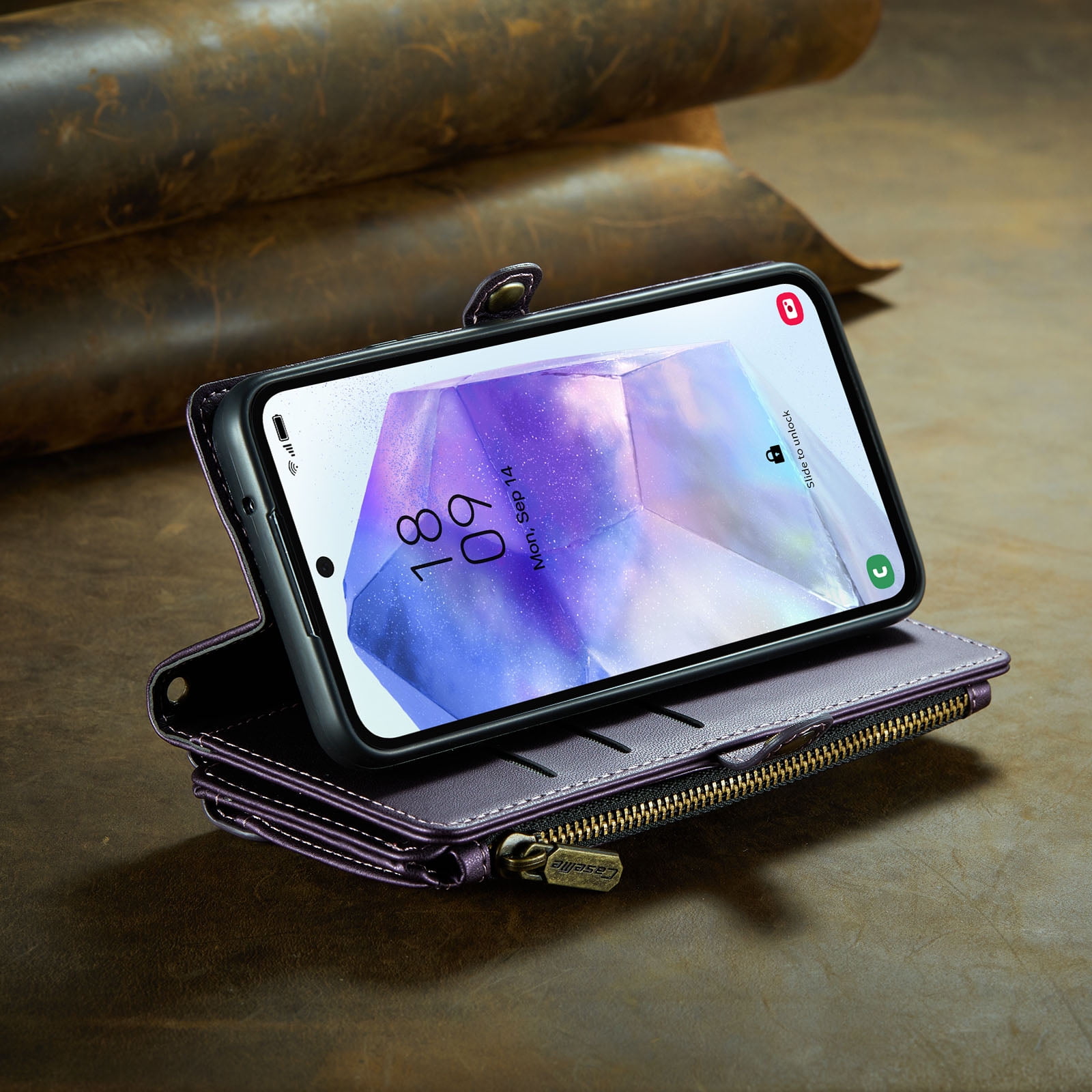 TECH CIRCLE Wallet Phone Case for Samsung Galaxy S24 (6.2") 2024 - Stylish Crossbody Phone Case with Shoulder/Wrist Straps, Lightweight PU Leather Cover with Card Slots & Pocket, Purple