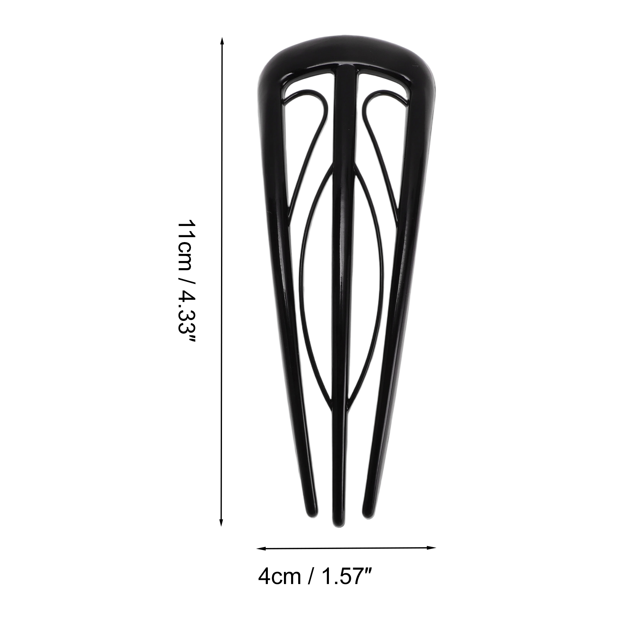 Unique Bargains U-shaped Hair Pin 4.33"x1.57" 1 Pcs Glossy Black