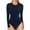 Navy Blue, variant on MOYIKO Crew Neck Long Sleeve Bodysuits for Women Round Neck Fitted Tops,Size S-XXL