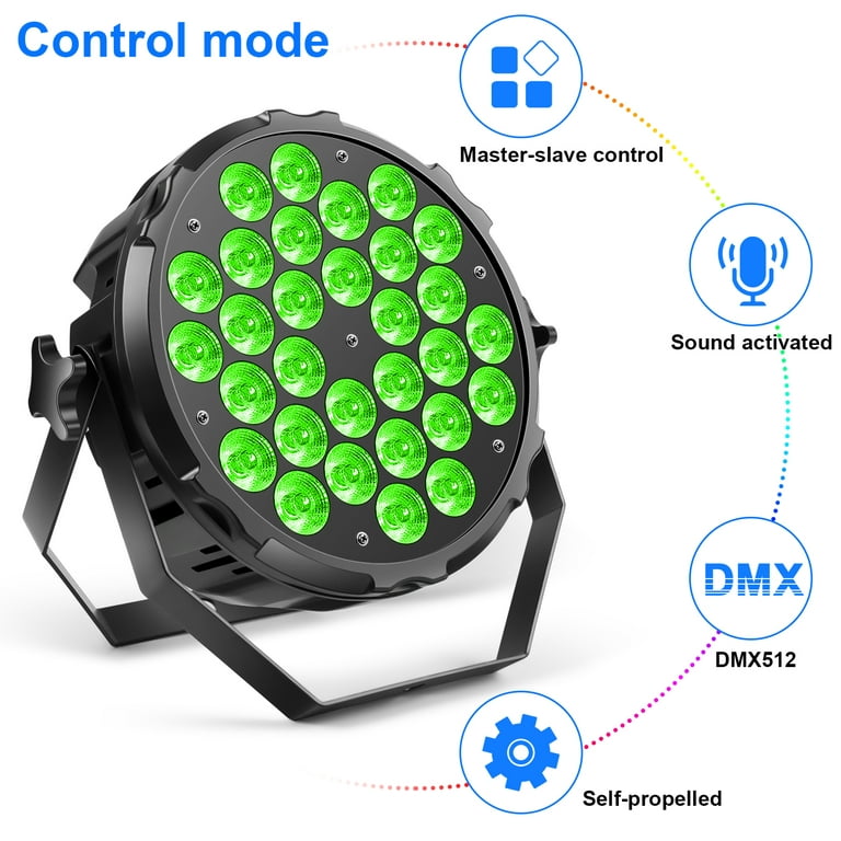 HOLDLAMP 30led Stage par Lights DMX Lamp RGBW 4in1 DJ Disco Light Sound Activated Paty Lighting for Church Wedding Clubs Theater, Size: 1XL, Black