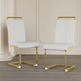 thumbnail image 6 of Miekor Modern Dining Chairs,PU Faux Leather High Back Upholstered Side Chair with C-shaped Tube. Plating Golden Metal Legs for Dining Room Kitchen Vanity Patio Club Guest Office Chair Set of 4 BS0384, 6 of 6