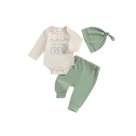 

CocMouse Baby Boy Fall Outfit Letter Embroidery Rompers and Pants Hat Set