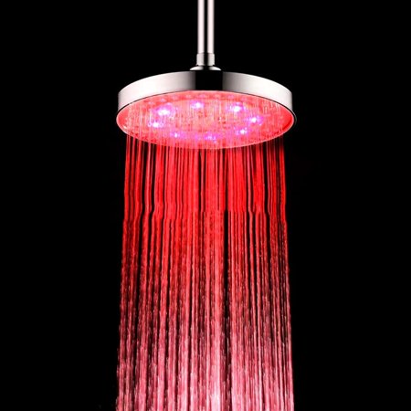 8 Inch Round Rainfall LED Shower Head 7 Colors Flash Light Automatic ...