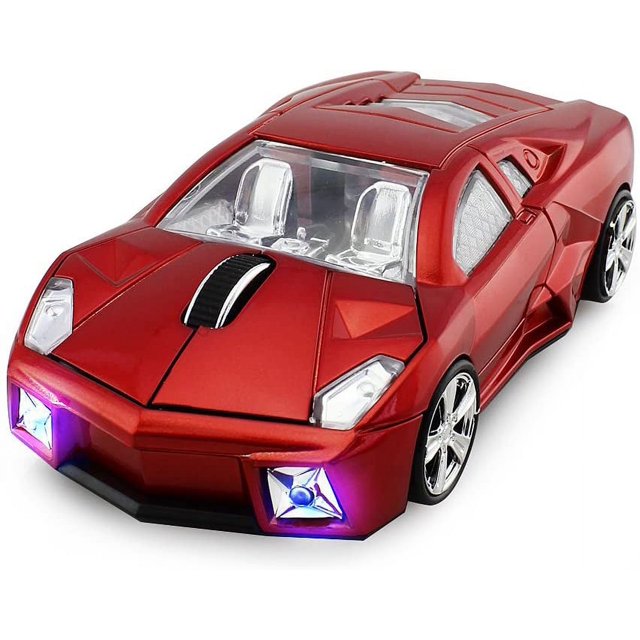 LAICAIW Car Mouse Wireless 2.4GHz, Cool 3D Sport Car Shape Mouse Optical Gaming Mice with Adjustable DPI 1600 with USB Receiver Suitable for PC/Computer /Laptop (Red)
