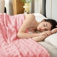 thumbnail image 6 of ROSEKIND Home Fleece Throw Blanket for Couch or Bed, 3D Jacquard Decorative Blankets | Cozy Soft Fuzzy Flannel Blanket All Seasons & Occasion, Gifts for Women, 40×60in, Blush Pink, 6 of 8