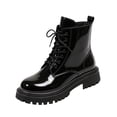 thumbnail image 3 of Willtoo Women's Platform Combat Boots Stylish Fashion Lace-Up Ankle Short Bootie Punk Motorcycle Leather Boots for Fall Winter, 3 of 6