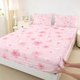 thumbnail image 3 of Castle Fairy Teens Children Pink Flower Cherry Blossom 3Pcs Twin Sheet Sets,Botanical Plants Twin Fitted Sheet,Chic Floral Sakura Breathable Flat Sheet,Ultra Soft Home Decor, 3 of 7