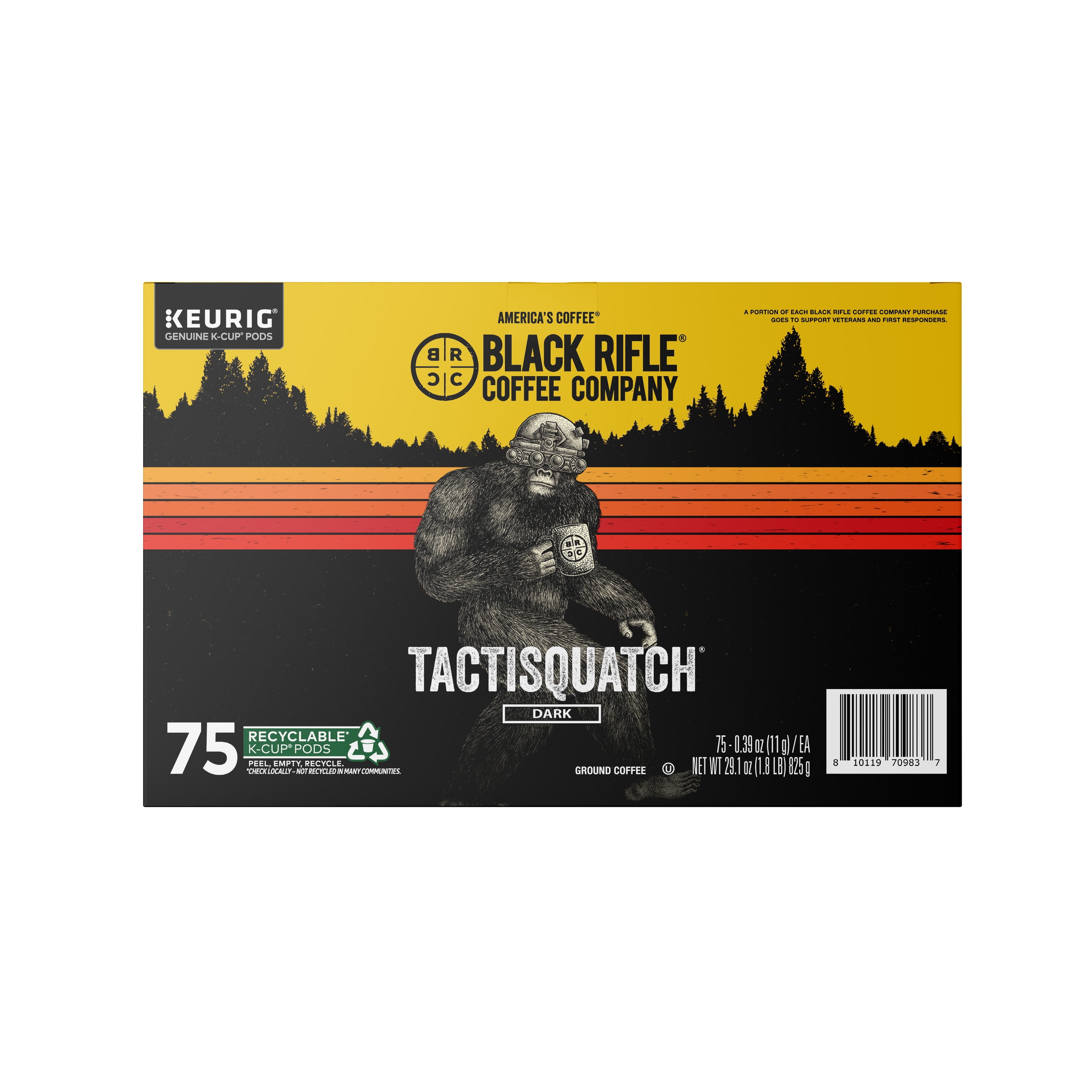 Black Rifle Coffee Company Tactisquatch K-Cup Coffee Pods, Dark Roast, 75ct