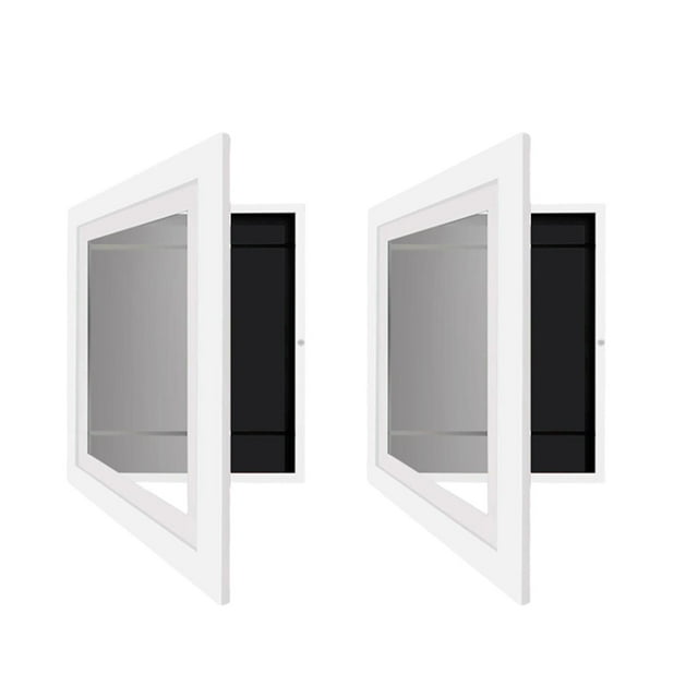 DOLITY 2Pcs Wooden Photo Frame Storage Projects Homes Glass Floating Front Open Artwork White