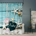 thumbnail image 3 of SUNOLIFE Beach Theme Shower Curtain Coastal Seashell Starfish Waterproof Fabric Bathroom Curtain 47x64 in, 3 of 4