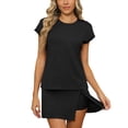 thumbnail image 2 of Purcolt Womens 2 Piece Short Sets Summer Cap Sleeve Crew Neck Tops and Skorts Skirts Lounge Sets Beach Vacation Outfits Matching Sweatsuits, 2 of 5