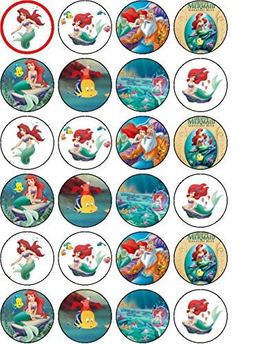 Disney's Little Mermaid Ariel Edible Frosting Image Cupcake Toppers 24ct* ABPID06610