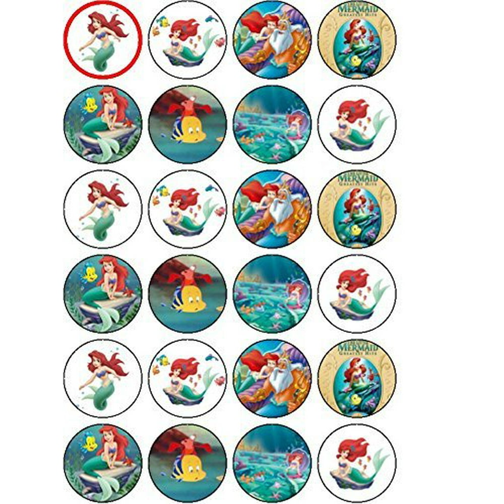 Disney's Little Mermaid Ariel Edible Frosting Image Cupcake Toppers