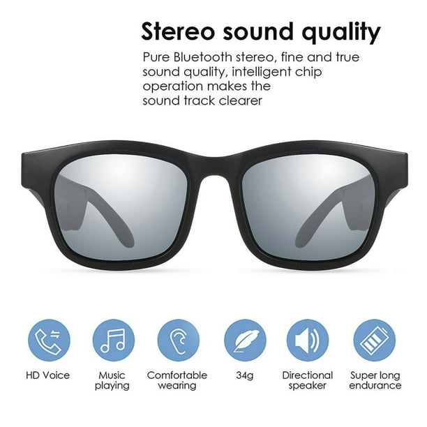 Bluetooth Glasses Wireless Bluetooth Audio Sunglasses with Noise Reduction Open Headphone Bluetooth Glasses Built in Mic to Listening Music Phone