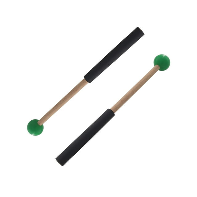 2 mazos de goma para percusión, baquetas musicales de 8,6 pulgadas, Verde