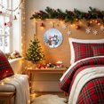 thumbnail image 3 of Welcome Sign for Front Door, Blue Christmas Snowman Round Metal Wall Art Wreaths, Winter Snowflakes Xmas Trees Outdoor Indoor Wall Hanging Sign for Porch Decor Housewarming Gifts 7.9 Inch, 3 of 8