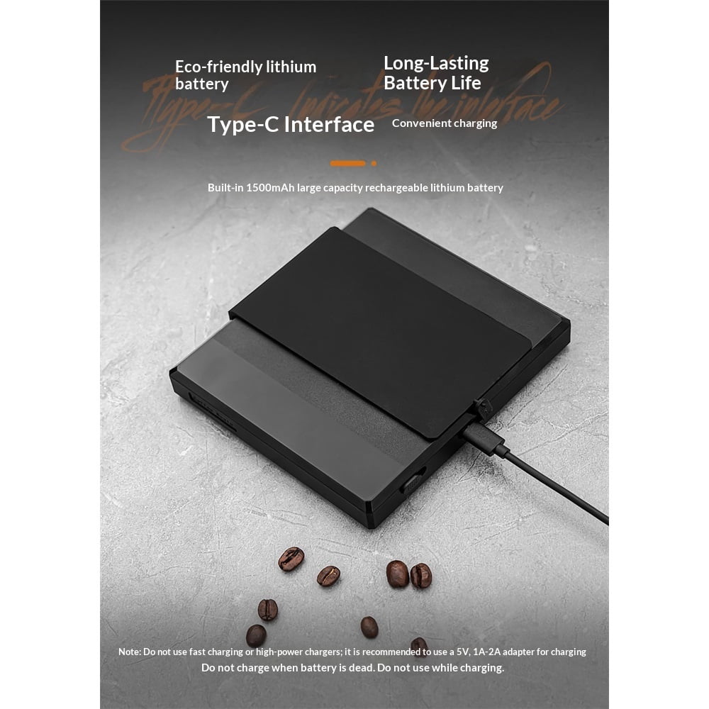 Espresso Scale with Timer,Small Coffee Scale with Solid-Liquid Detection,Auto Tare Digital Coffee Bean Scale,0.1g Accurate Weighting,3 Mode,Black（0.3g-2000g）