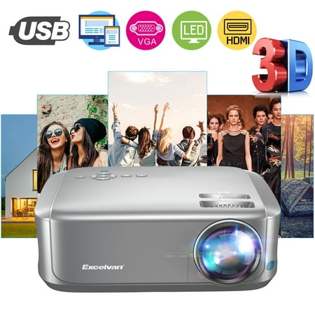 Movie projector Office Outdoor projector, Excelvan BL68 Home Theater Projector Supports Red-blue 3D 1080P Videos HDMI VGA USB Interfaces Dust-proof Net Available 4k