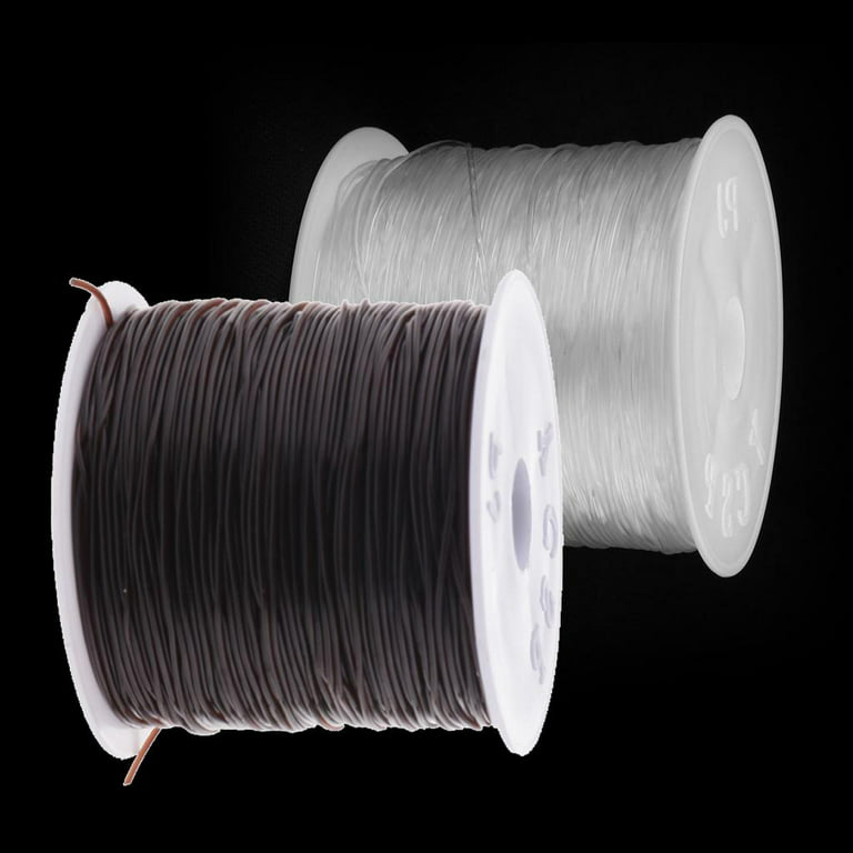 0.8mm Elastic Cord for Jewelry Making, 100M Black and 100M Clear