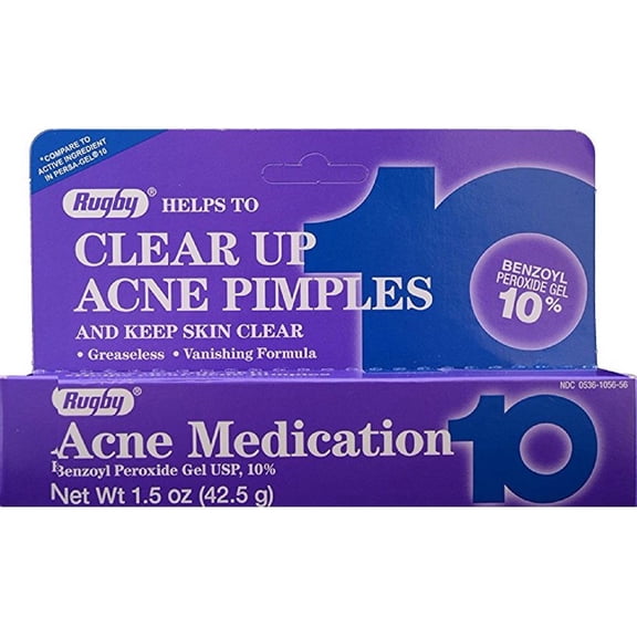 Rugby Benzoyl Peroxide Acne Medication Gel 10%, 1.5 Oz.