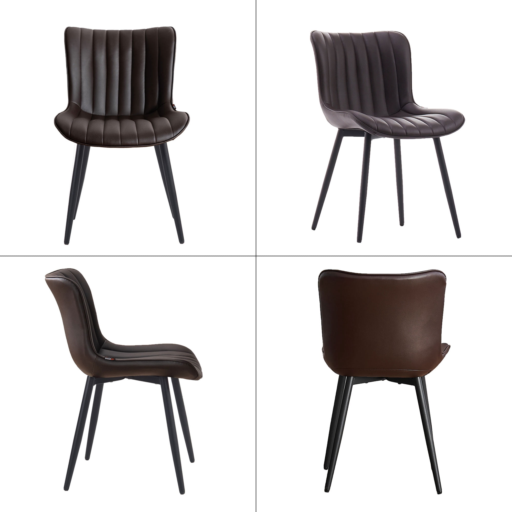 YOUNIKE Soft Dining Chair Set of 2 Brown Faux Leather Upholstered Full Back Side Chair