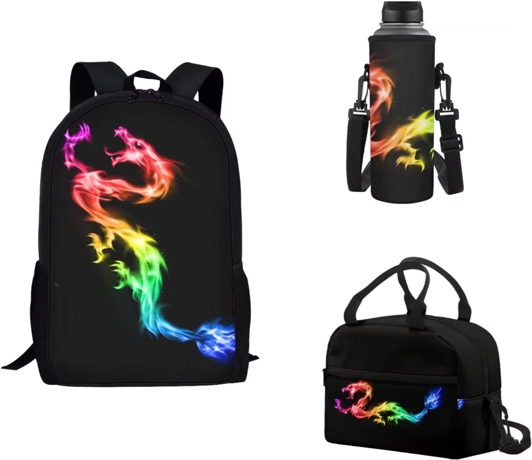 FKELYI Colorful Dragon Backpacks for Boys Shoulder Schoolbags 17 Inch