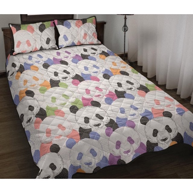 Colcha con estampado de panda de colores