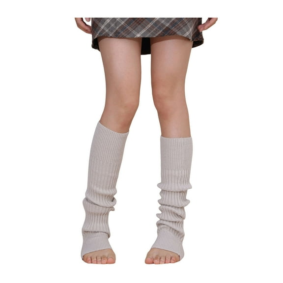 HUANLEDASH 1 Pair Winter Leg Warmers Warm Ribbed Knit Strips Stretchy Fit Knitting Calf Socks with Heel Hole 80s Accessories for Party Sports Yoga Dance