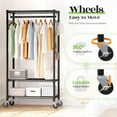 HOKEEPER Heavy Duty Garment Rack with Wheels, Adjustable Shelves and