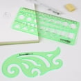 thumbnail image 4 of HLONK 11PCS Geometric Drawings Templates  Drafting Stencils Measuring Tools  Transparent Green Plastic Ruler  for Architecture  Office  Studying  Designing, 4 of 7