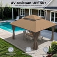 thumbnail image 3 of Vitarpatio 10'x10' Outdoor Patio Gazebo with Double Roof, Mosquito Netting & Privacy Curtains, Outdoor Gazebo Tent Metal Frame Heavy Duty Backyard Canopy Shelter, Brown, 3 of 11