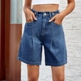 thumbnail image 4 of Women's Denim Shorts High Waisted Wide Leg Stretchy Jorts Casual Summer Fashion Jeans with Pockets, 4 of 7