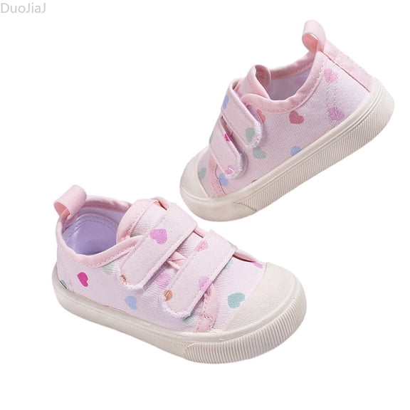 DuoJiaJ Girls Sneakers For Toddlers Lightweight Soft Sole Canvas Shoes With Double Hook Loop Closure Comfortable Casual Walking Shoes Girls Non- Athletic Shoes Size 6 M,Pink
