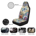 thumbnail image 6 of Uorisanigo Hippie Flower Dragonfly Car Seat Covers 2 Pcs Stretch Polyester Fabric Cover Waterproof Car Seat Cover Easy Installation Universal Size Fit for Most Cars SUVs Trucks Vans, 6 of 7