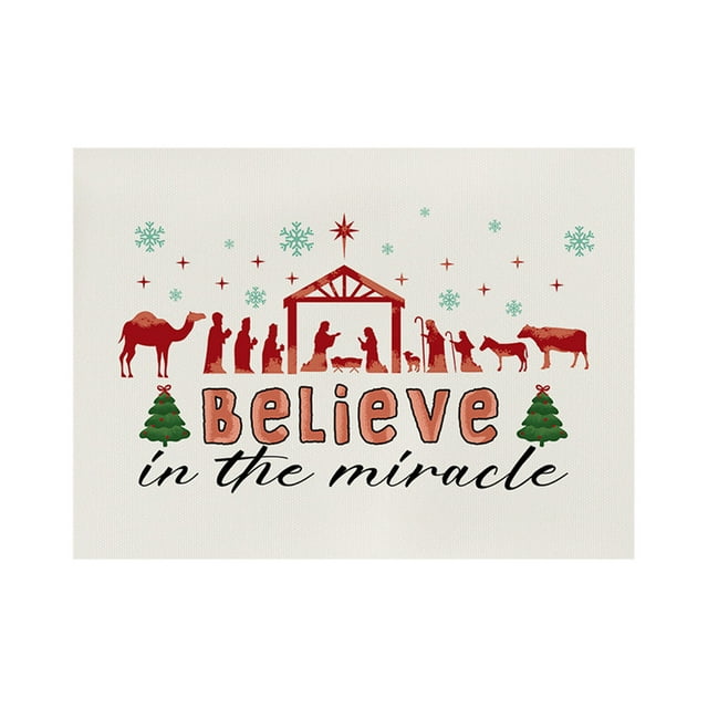 Christmas Tree Decorations,Winter Christmas Tree Placemats 12x18 Inches, Holiday Table Mats for Party Kitchen Dining Room
