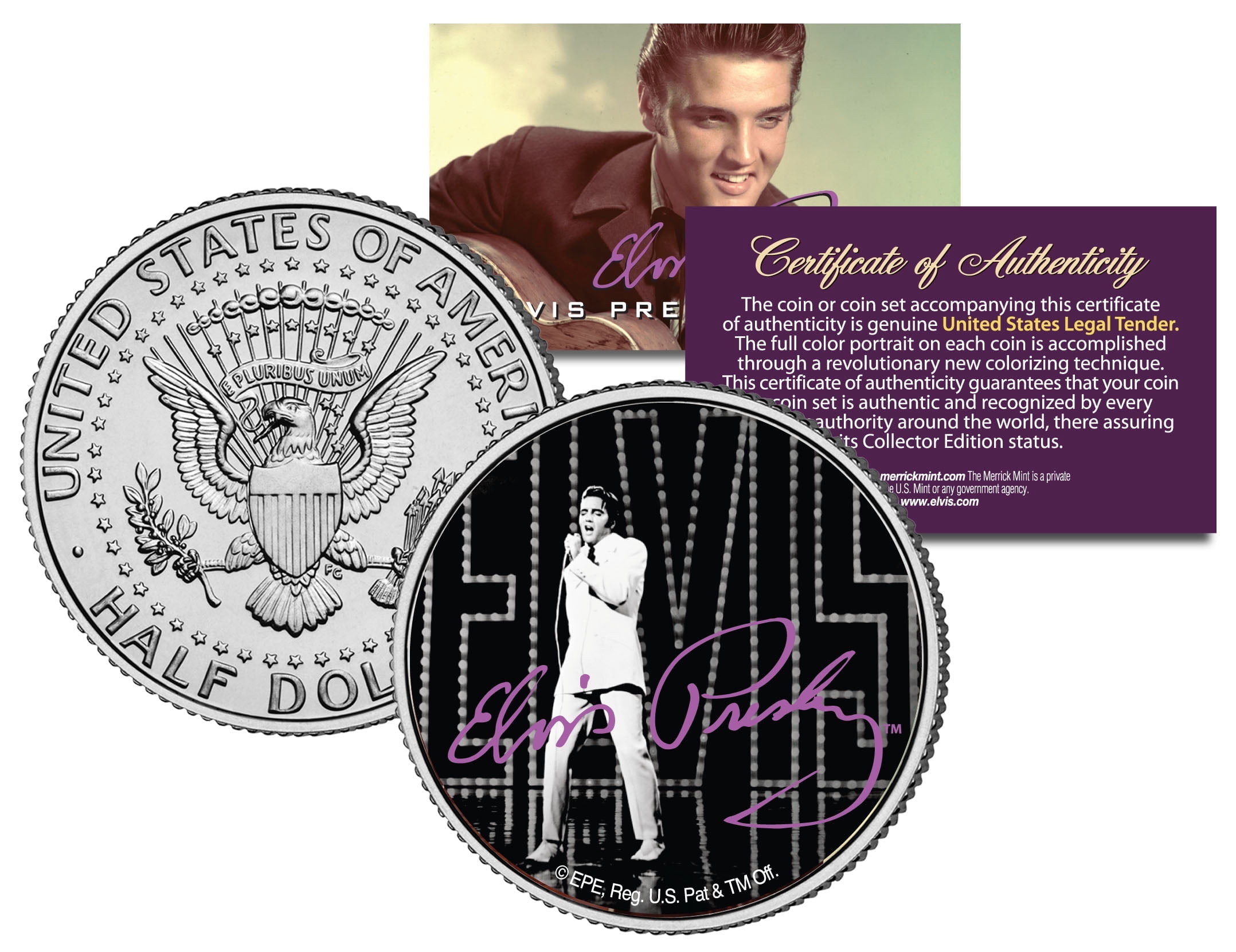 Elvis Presley "Comeback" JFK Kennedy Half Dollar US Coin *Licensed*
