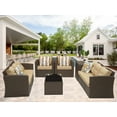 thumbnail image 6 of Superjoe 10 Pcs Patio Wicker Furniture Set Aluminum Frame Outdoor Sectional Conversation Sofa with Storage Box and Coffee Table,Brown, 6 of 8