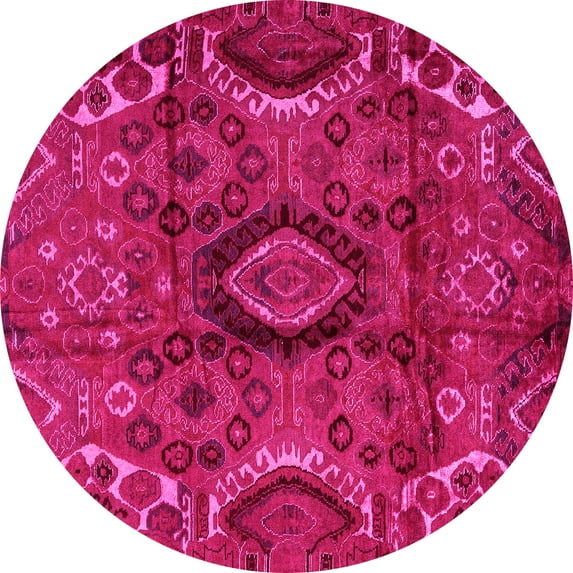 Ahgly Company Indoor Round Southwestern Pink Country Area Rugs, 6' Round