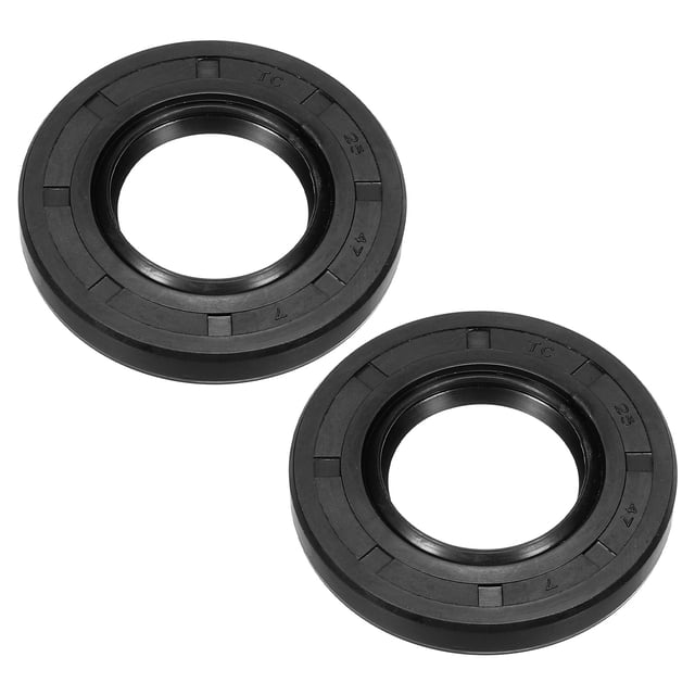 Sello de Aceite Uxcell, 25mm x 47mm x 7mm Cubierta de Caucho Nitrilo Doble Labio Sello de Eje de Aceite, Negro 2 Pcs